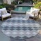 Homeroots 8' Gray Black And Green Round Geometric Washable Indoor Outdoor Area Rug 597904 - alternate 8