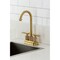 Kingston Brass Double-Handle 4" Centerset Bar Faucet with Knurled Handle, Brushed Brass KB5497KNL - alternate 6