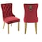 Homeroots Set of Two Red and Gold Tufted Velvet And Solid Wood Dining Side Chairs, 2PK 694870 - alternate 9