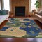 Homeroots 9' X 12' Navy Blue Gold And Olive Green Abstract Washable Indoor Outdoor Area Rug 630607 - alternate 8