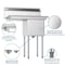 Koolmore 1 Compartment Stainless Steel NSF Commercial Kitchen Prep & Utility Sink with Drainboard SA151512-15L3 - alternate 10