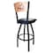 Holland Bar Stool Co 36" Blk Wrinkle Montana State Swivel Bar Stool, Laser Engraved Back L03836BWMedMplAMontStBlkVinyl - alternate 6