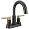 Delta Nicoli 2 Handle Centerset Pull-Down Bathroom Faucet, 6.94 in, Matte Black/Champagne Bronze 25749LF-GZPD - alternate 1