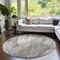 Homeroots 8' Round Beige Round Abstract Washable Non Skid Indoor Outdoor Area Rug 559555 - alternate 9