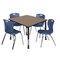 Regency Square Kee Mobile Adjustable Classroom Table W/ 4 Andy Chairs, 48 in W, 48 in L, Noble Oak TB4848NOAPCBK40NV - alternate 1