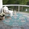 Homeroots 8' Teal Blue Pink And Ivory Round Floral Washable Indoor Outdoor Area Rug 605339 - alternate 9