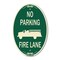 Signmission No Parking Fire Lane with Graphic, 12 Inch X 18 Inch Architectural Oval, Heavy Gauge Aluminum A-OV-G-1218-23624 - alternate 1