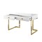 Homeroots 47" White and Gold Writing Desk With Two Drawers 543798 - alternate 6