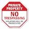 Signmission Private Property No Trespassing Vio, 6 Inch X 6 Inch, Plastic Sign OC-P-6-167 - alternate 1