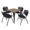 Regency Square Kahlo Breakroom Table W/ 4 M Stack Chairs, 30 in W, 30 in L, Noble Oak TPL3030NOBK47BK - alternate 1