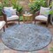 Homeroots 8' Blue And Taupe Round Abstract Washable Indoor Outdoor Area Rug 630527 - alternate 6