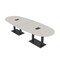 Skutchi Designs Boval Conference Table With Power, 48 in W, 144 in L, Ivory HAR-BOVL-48X144-DOU.BK-K458-EBLK - alternate 1