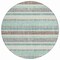Homeroots 8' Teal Blue And Gray Round Striped Washable Indoor Outdoor Area Rug 632247 - alternate 5
