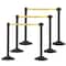 Us Weight Black Plastic Stanchion for Crowd Control with 6.5' Caution Retractable Black Barrier Belt, 6PK U2000CAUPK6 - alternate 1