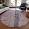 Homeroots 8' Blush Pink And Purple Round Abstract Washable Indoor Outdoor Area Rug 578018 - alternate 6