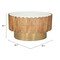 Homeroots 31" Gold Natural And White Iron Wood And Faux Marble Round Block Coffee Table 565069 - alternate 9