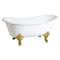 Kingston Brass 67" Cast Iron Oval Double Slipper Clawfoot Tub, No Faucet Drillings, White/Brushed Brass VCTNDS6731NL7 - alternate 1