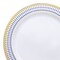Smarty Had A Party 10.25" White with Blue and Gold Chord Rim Plastic Dinner Plates (120 Plates), 120PK 620-CASE - alternate 10