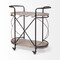 Homeroots 15in Black Solid Wood and Steel Round Rolling Kitchen Cart With Storage 376019 - alternate 8