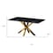 Homeroots 79" Black and Gold Marble and Metal Cross Leg Base Dining Table 602324 - alternate 7
