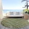 Homeroots 8' Olive Green And Brown Round Striped Washable Indoor Outdoor Area Rug 605622 - alternate 7