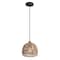Jonathan Y Campana 8.25" 1-Light Bohemian Modern Woven Rope/Iron LED Pendant, Brown JYL6512E - alternate 1
