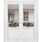 Sartodoors Solid French Double Doors, Lucia 1533 White Silk with Clear Glass, Wood Solid Panel Frame Trims,  LUCIA1533DD-WS-7296 - alternate 1