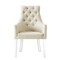 Homeroots Set of Two Tufted Cream and Clear Upholstered Linen Dining Arm Chairs 543547 - alternate 9