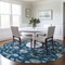 Homeroots 8' Navy Blue Ivory And Gray Round Floral Washable Indoor Outdoor Area Rug 597832 - alternate 8