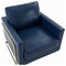 Leisuremod Lincoln Leather Accent Armchair with Gold Frame, Navy Blue LA31BU-L - alternate 6