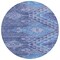 Homeroots 8' Navy Blue Charcoal And Gray Round Southwestern Washable Indoor Outdoor Area Rug 603553 - alternate 7