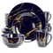 Elama Fine Marble 16 Piece Ceramic Dinnerware Set in Dark Blue with Gold Veining EL-FINEMARBLE-DB-GLD - alternate 1