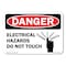 Signmission OSHA, 18" Height, 12" Width, Rigid Plastic, 12" W, 18" H, Landscape, Electrical Hazards Do Not Touch OS-CL-P-1218-L-19986 - alternate 1