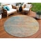 Homeroots 8' Teal Blue Round Abstract Washable Indoor Outdoor Area Rug 608833 - alternate 1