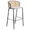 Leisuremod Ervilla Wicker Bar Stool with Fabric Seat and Black Powder Coated Steel Frame, Beige EBBL-31BG - alternate 1