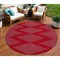 Homeroots 8' Red And Gray Round Geometric Washable Indoor Outdoor Area Rug 598784 - alternate 1