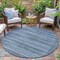 Homeroots 8' Artichoke Green And Blue Round Striped Washable Indoor Outdoor Area Rug 631469 - alternate 6