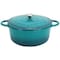 Megachef 6.35 Quart Round Enameled Cast Iron Dutch Oven with Self Basting Lid in Teal MCCI-A28T - alternate 1