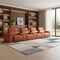 Homeroots 175" Camel Italian Leather Reclining Metal USB Sofa 720413 - alternate 8
