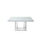 Homeroots 59" White and Silver Wood and Metal Pedestal Base Square Dining Table 555175 - alternate 1