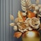 Homeroots 24" Beige Gold And Gray Solid Wood and Acrylic Silent Analog Floral Wall Clock 626575 - alternate 6