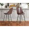 Homeroots Set of Two 26" Brown and Black and Gold Faux Leather and Metal Counter Height Swivel Bar Chairs 568249 - alternate 1