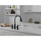 Delta Renaldi Two Handle Pull-Down Bridge Kitchen Faucet Matte Black 2384L-BL-DST - alternate 5