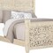 Homeroots White Carved Floral Distressed Solid Wood Queen Bed Frame 521077 - alternate 9