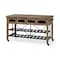 Homeroots Brown Solid Wood Top Kitchen Island With Two Tier Black Metal Rolling 380617 - alternate 1