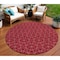 Homeroots 8' Red Black And Ivory Round Geometric Washable Indoor Outdoor Area Rug 596760 - alternate 1