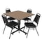 Regency Square Kobe Breakroom Table W/ 4 Restaurant Stack Chairs, 48 in W, 48 in L, Noble Oak TKB4848NO29BK - alternate 1