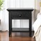 Homeroots 24" Black Solid Wood Solid and Manufactured Wood One Drawer Nightstand 530251 - alternate 1