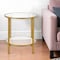 Homeroots 22" Brass And Clear Glass And Steel Round End Table With Shelf 544217 - alternate 1