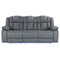 Homeroots 86" Light Gray Fabric Reclining USB Sofa With Toss Pillow 559213 - alternate 1